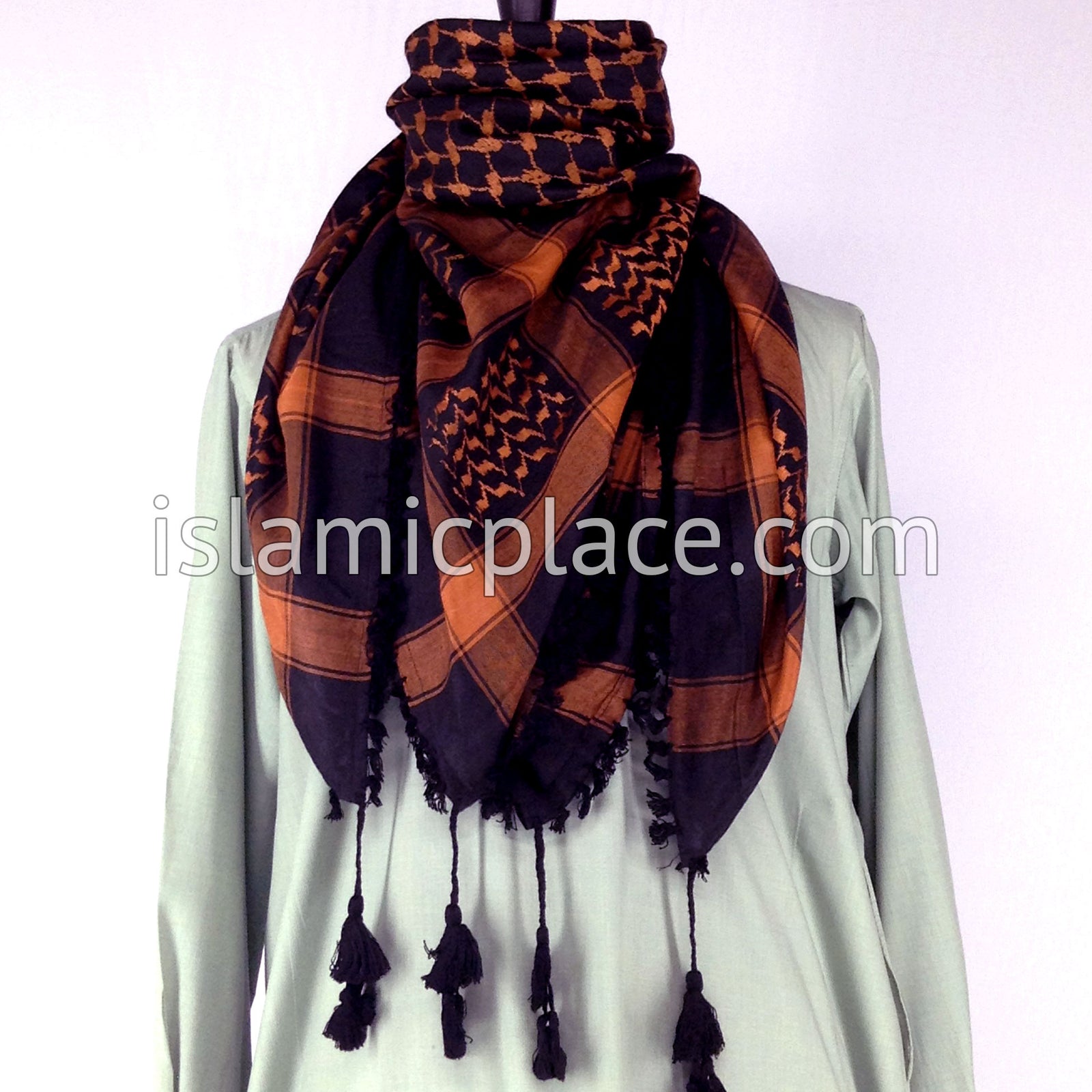 Black and Pumpkin - Traditional Style Men Scarf Kifaya