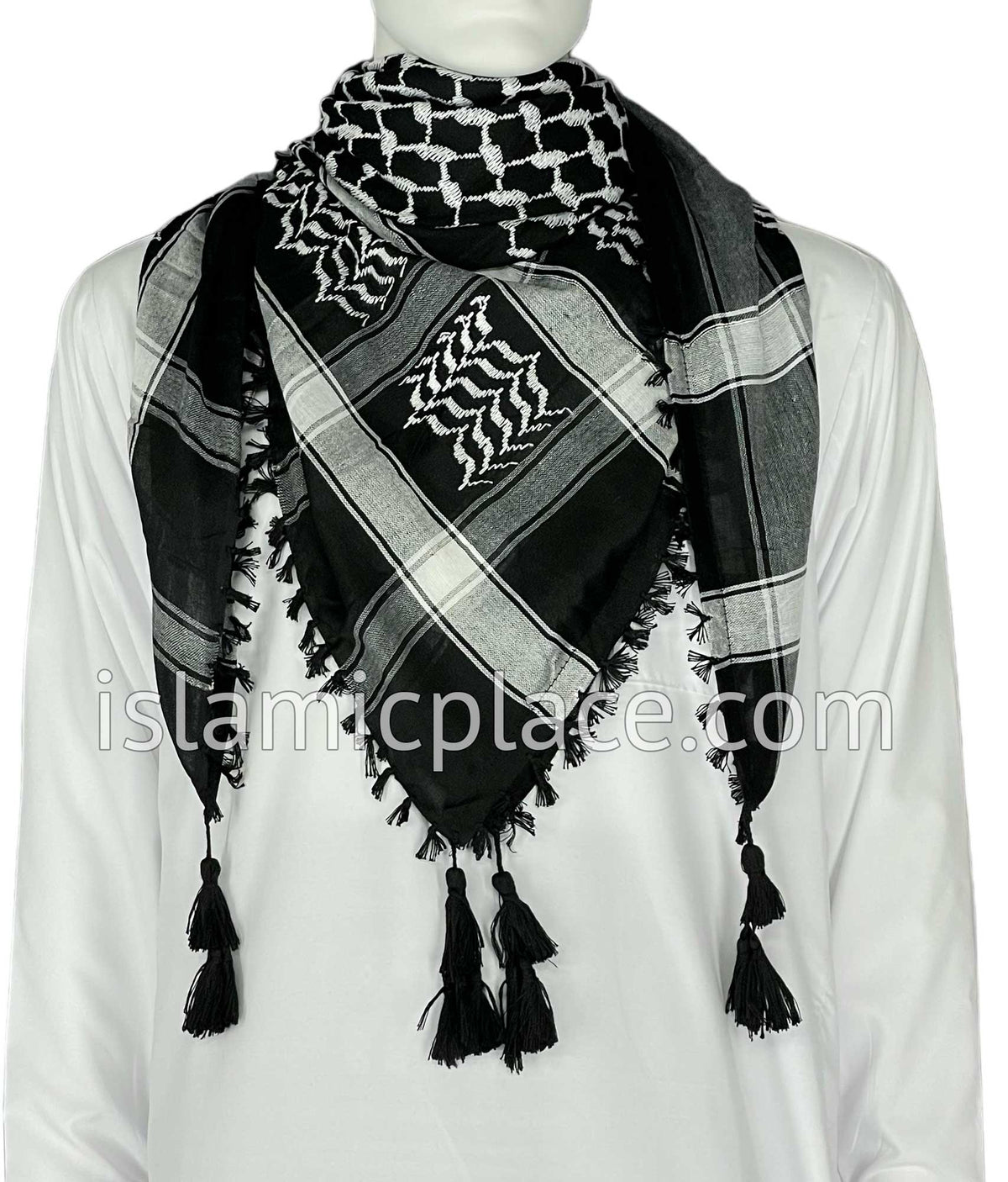 Black &amp; White - Traditional Style Men Scarf Kifaya