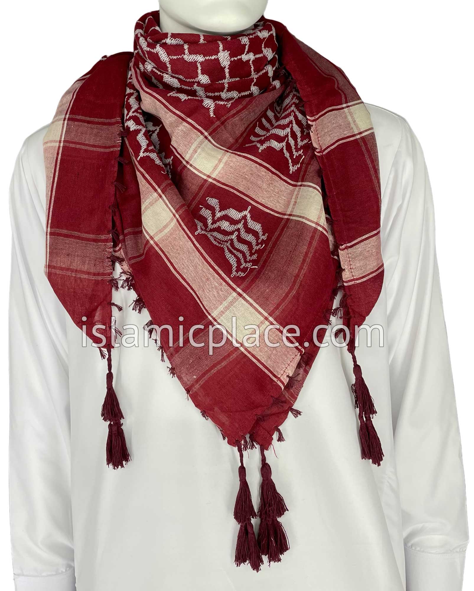 Burgundy and Pink - Traditional Style Men Scarf Kifaya