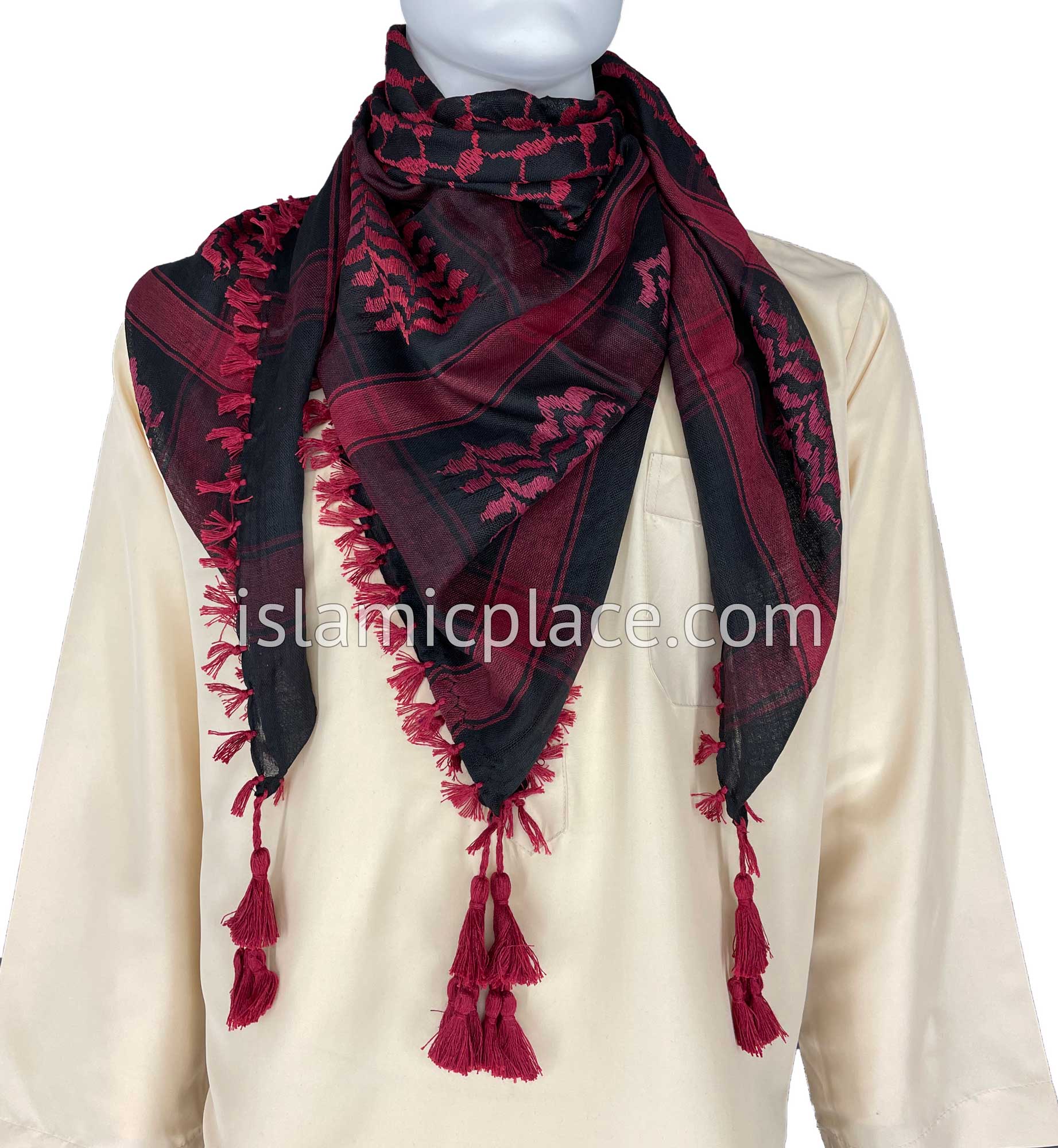 Black & Cherry - Traditional Style Men Scarf Kifaya