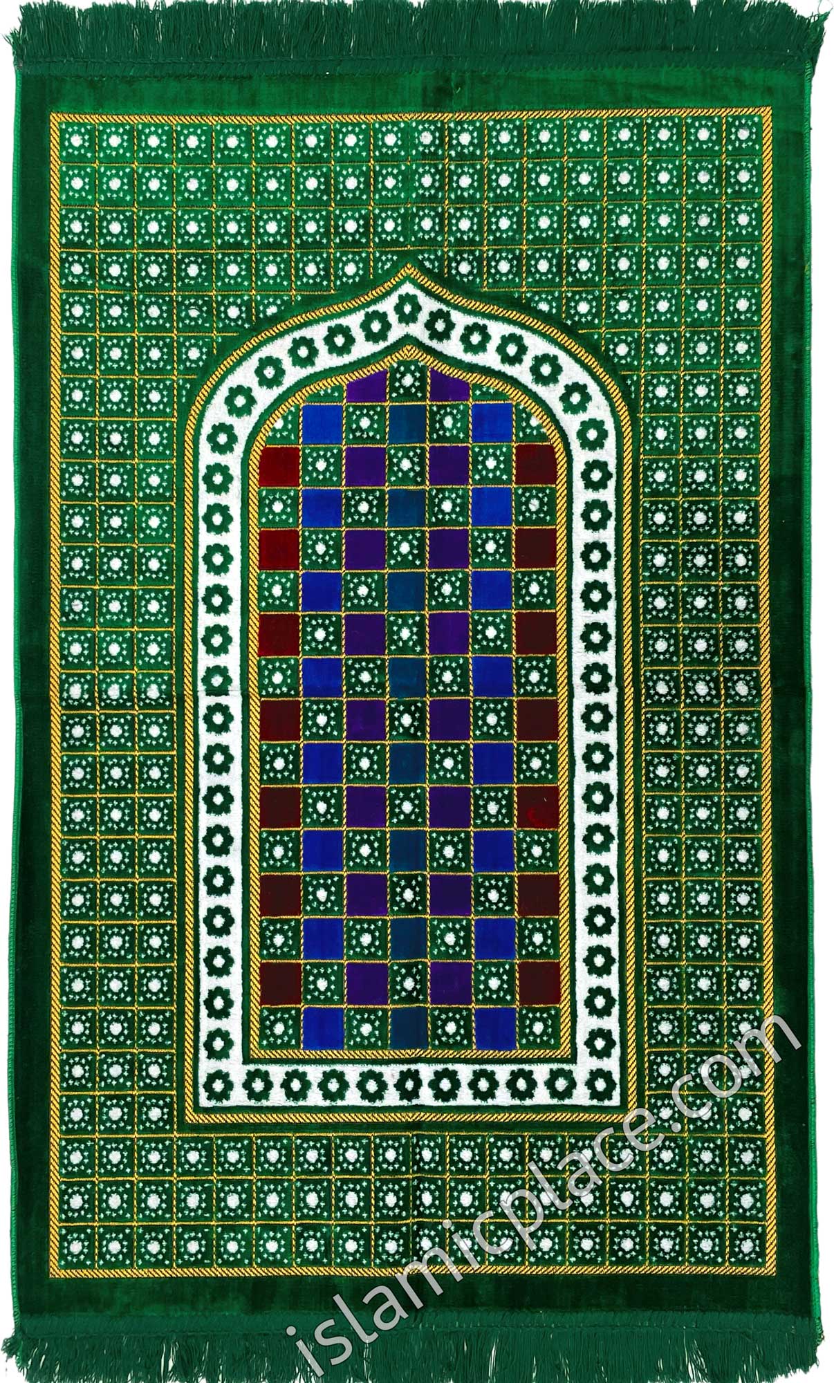 Green Prayer with Stain Glass Mihrab