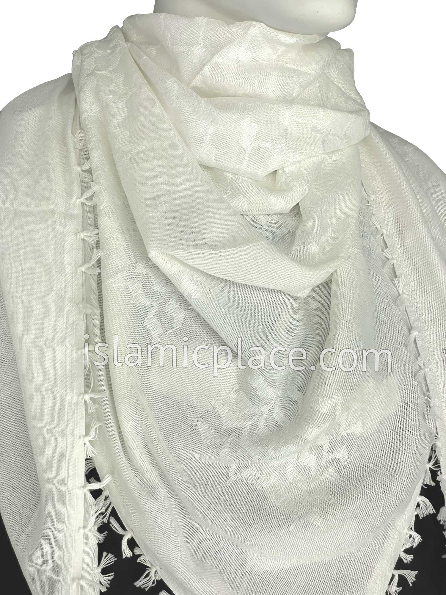 White on White - Traditional Style Men Scarf Kifaya