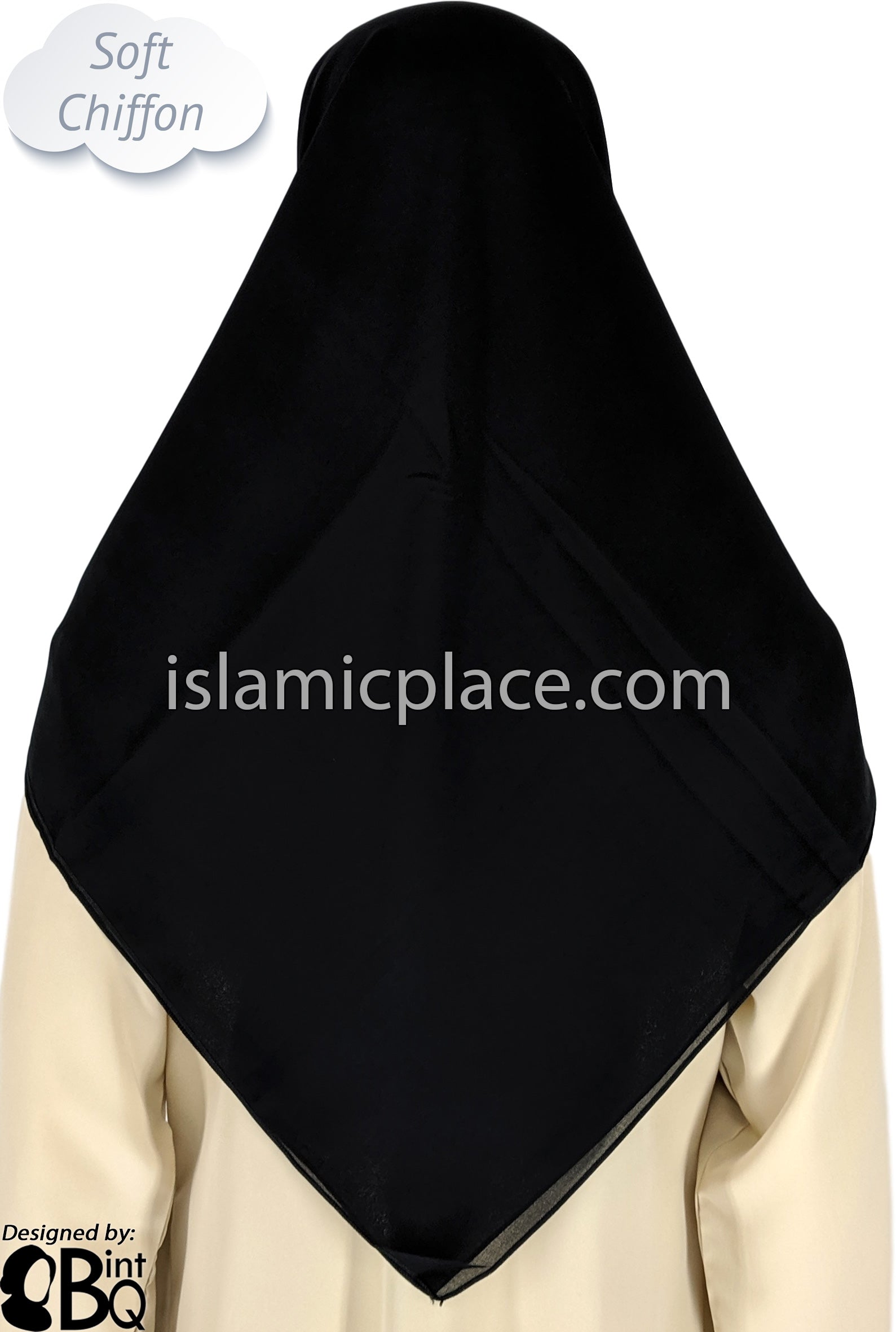 Black - Soft Chiffon 45" Square Khimar