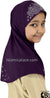 Plum - Luxurious Lycra Hijab Al-Amira with Silver Rhinestones - Girl size (1-piece)