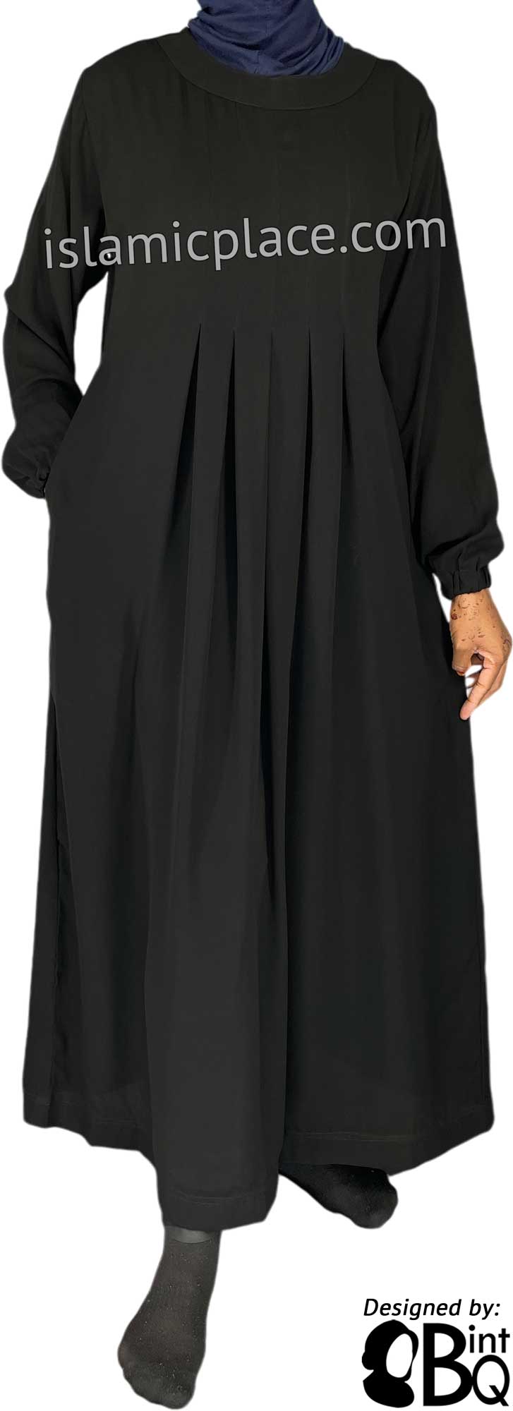 Black - Sumera Chic Abaya with Baby Doll Inspired Pleats by BintQ - BQ275