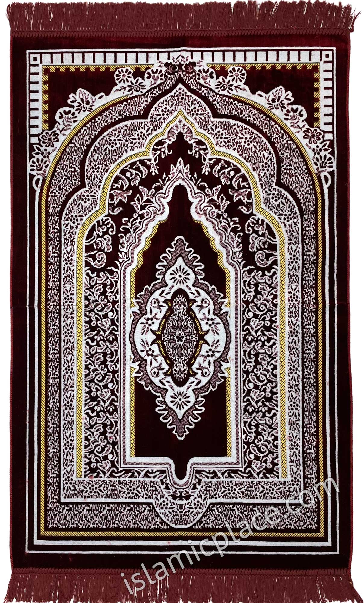 Burgundy Prayer Rug with Mesmerizing Mihrab