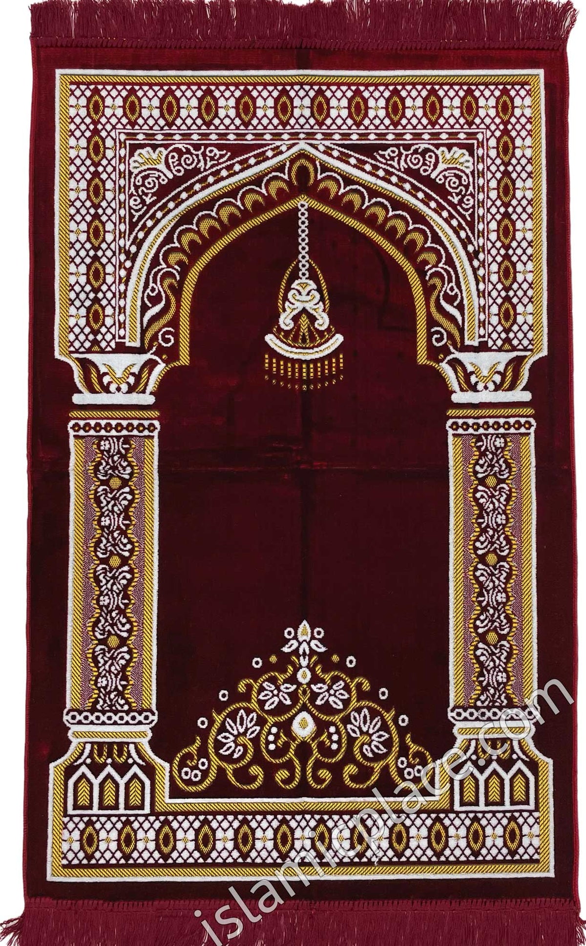 Burgundy Prayer Rug with Byzantine Mihrab