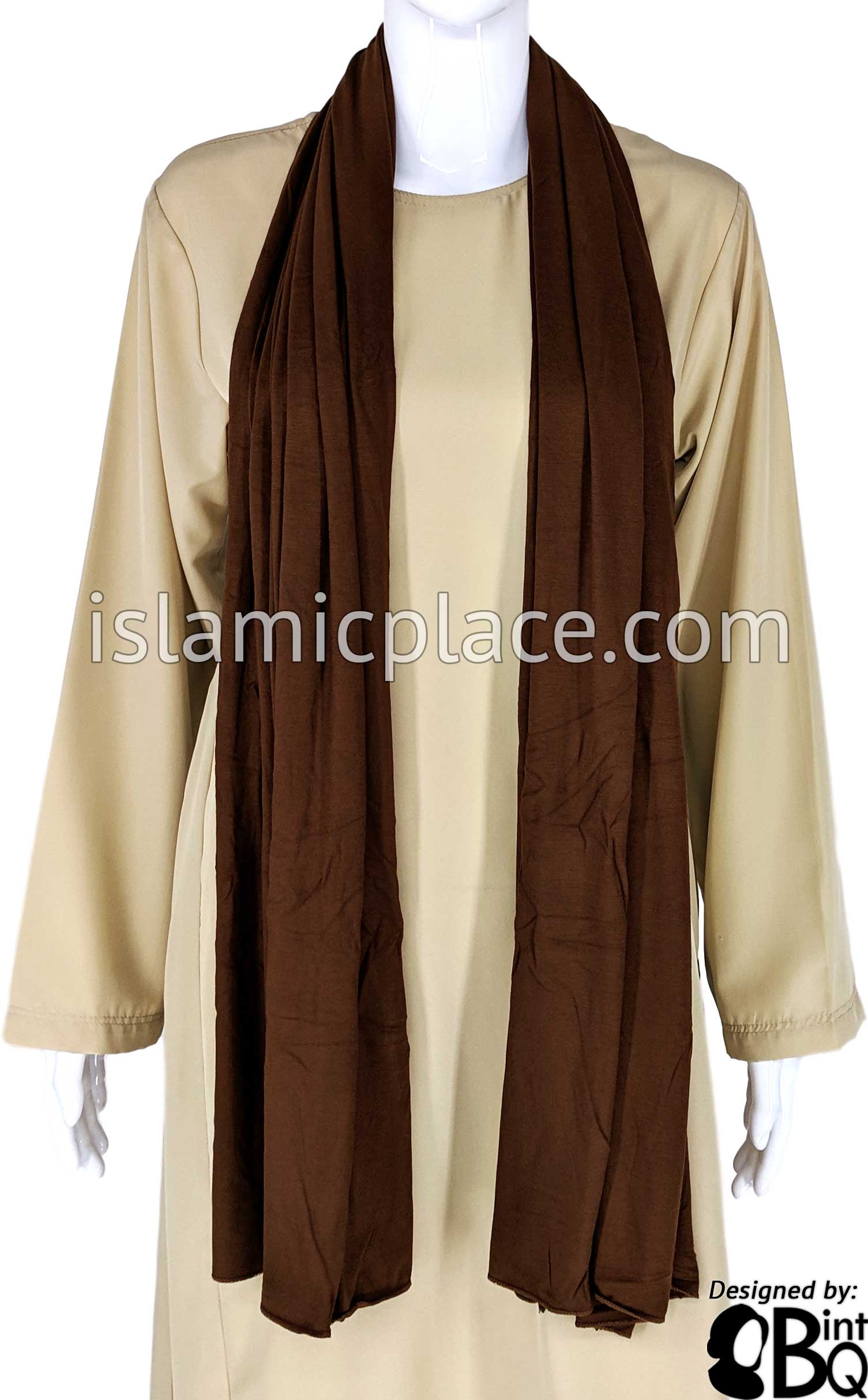 Brown Plain - Jamila Jersey Shayla Long Rectangle Hijab 30"x70"