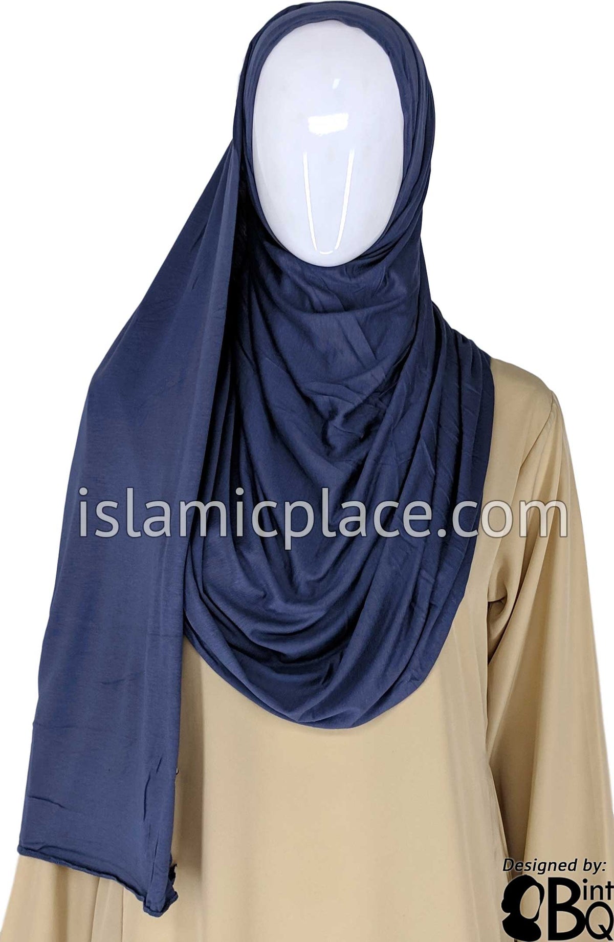 Denim Blue Plain - Jamila Jersey Shayla Long Rectangle Hijab 30&quot;x70&quot;