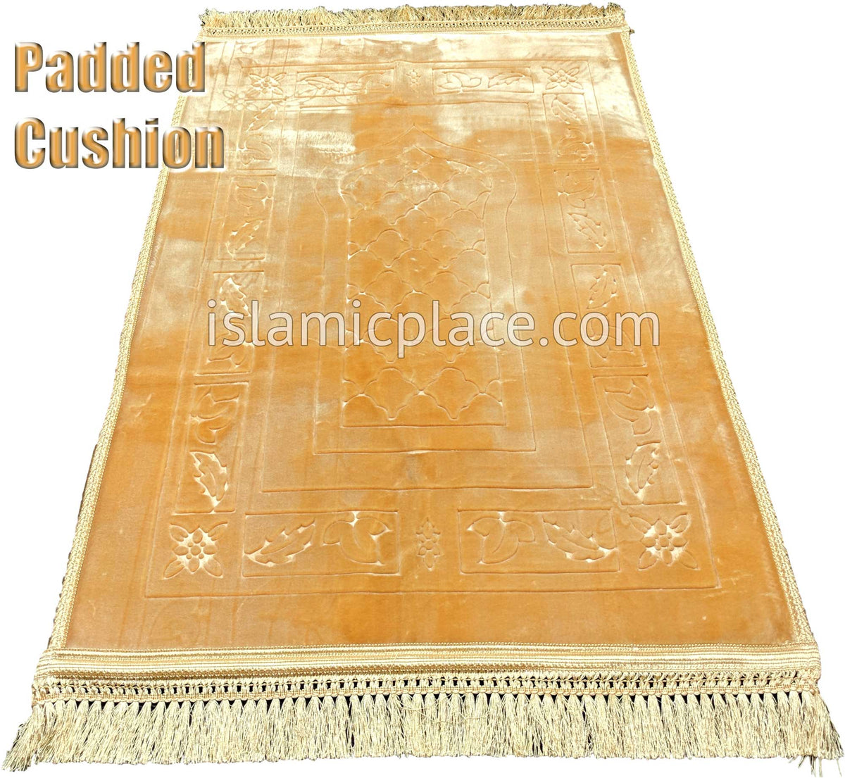 Gold - Orthopedic Padded Foam Cushion Luxurious Prayer Rug