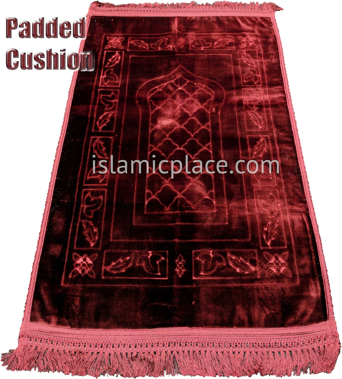 Burgundy - Orthopedic Padded Foam Cushion Luxurious Prayer Rug