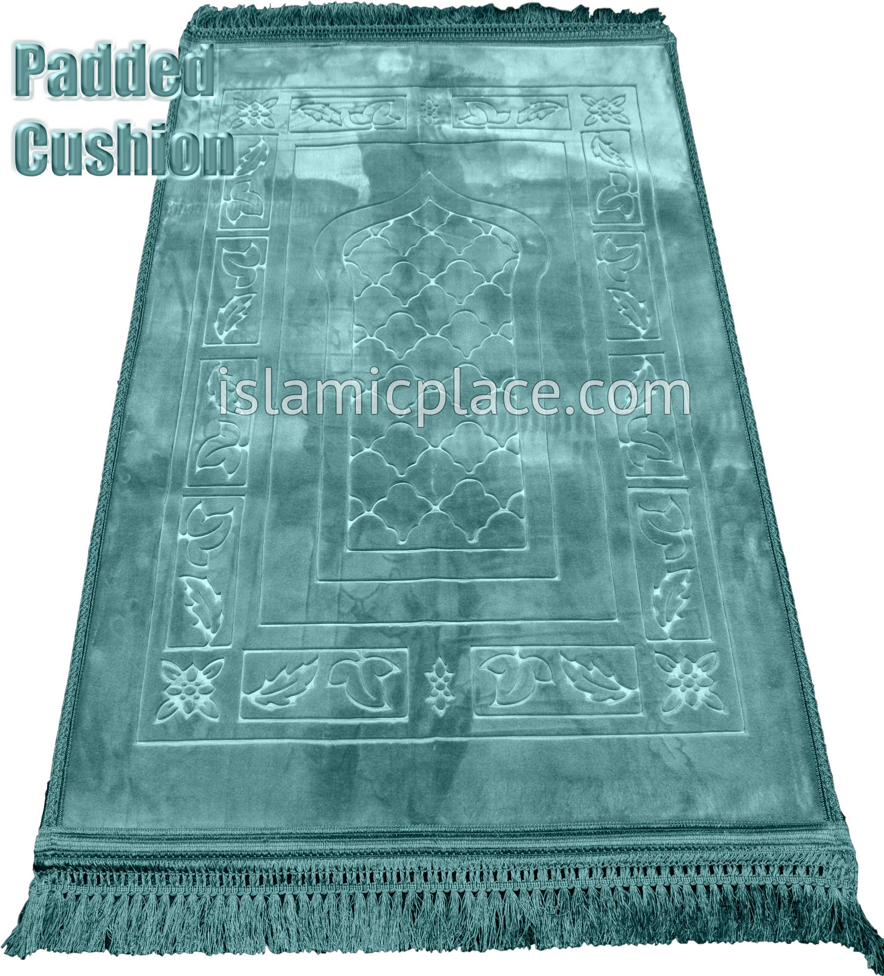 Teal Blue - Orthopedic Padded Foam Cushion Luxurious Prayer Rug