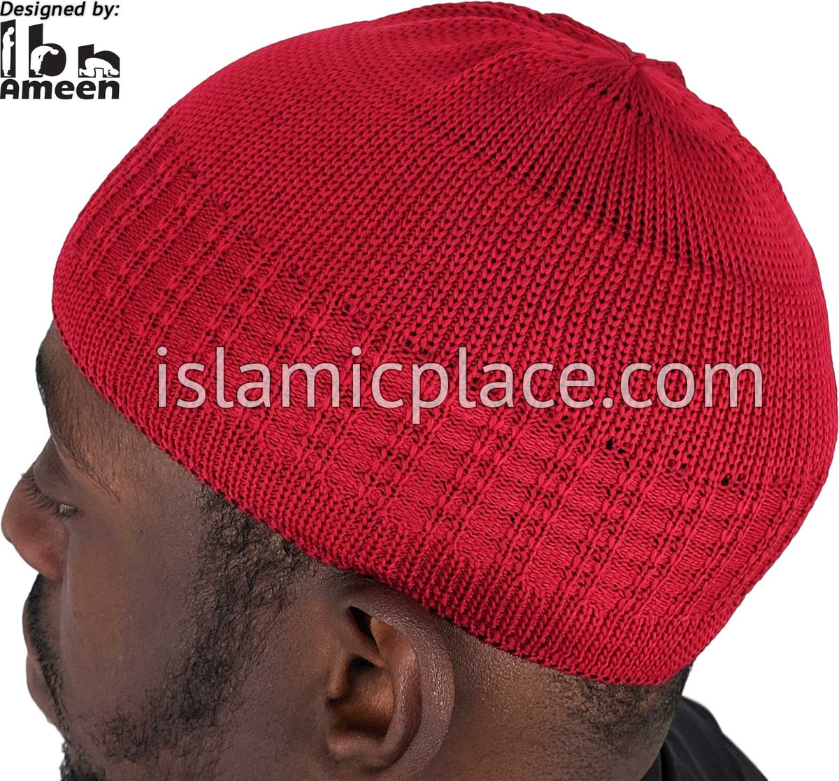 Solid Burgundy - Elastic Knitted Ameen Designer Kufi