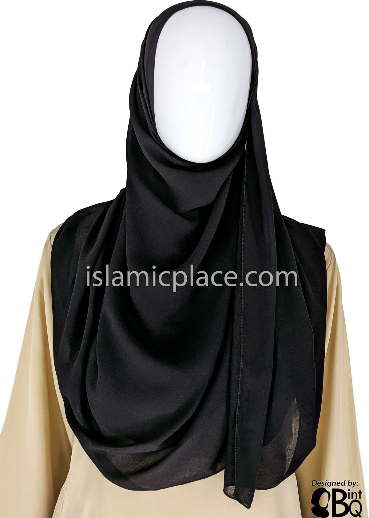 Black - Plain Georgette Shayla Long Rectangle Hijab 30&quot;x70&quot;