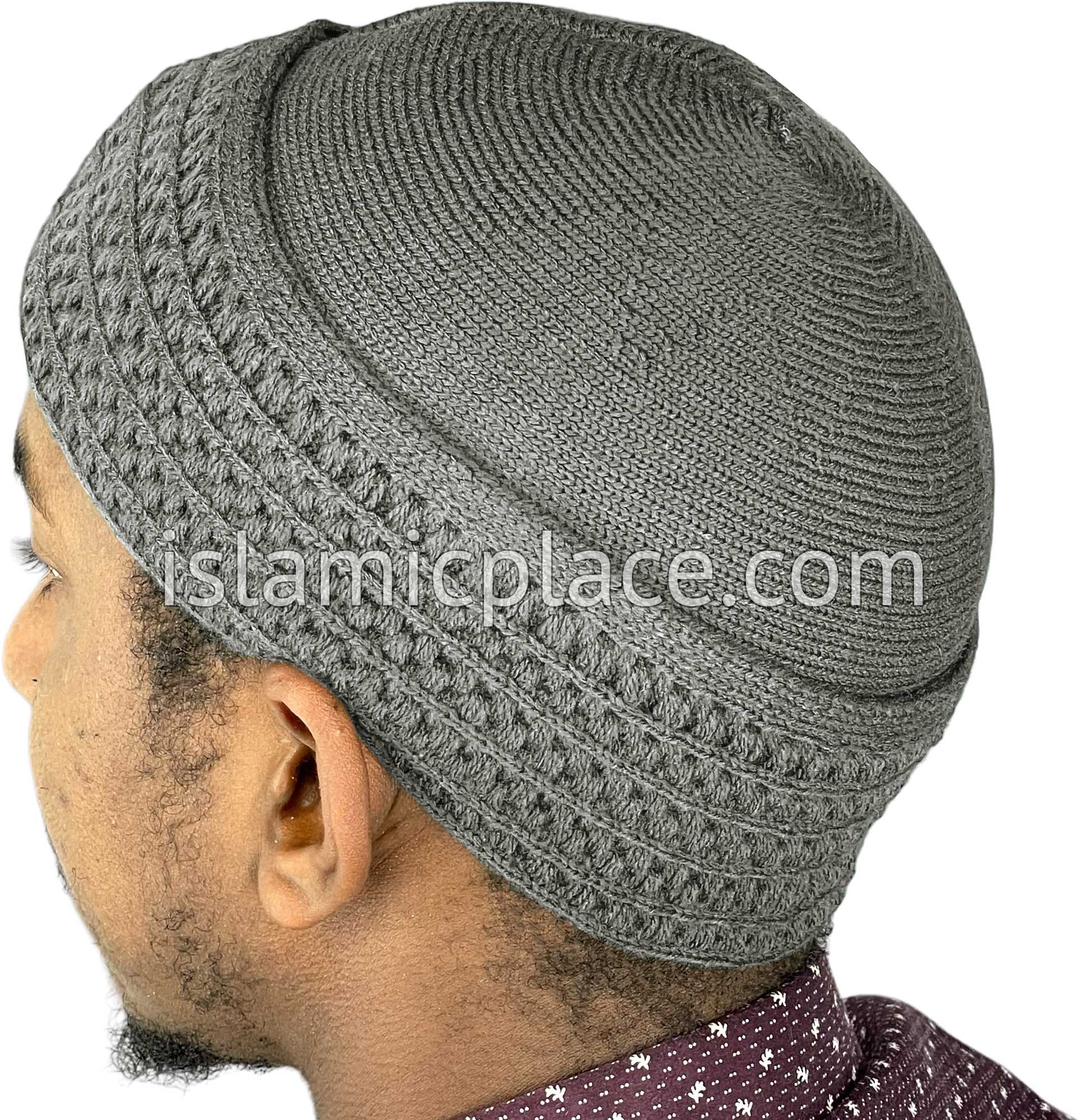 Gray - Warm Knitted Mujeeb Designer Kufi