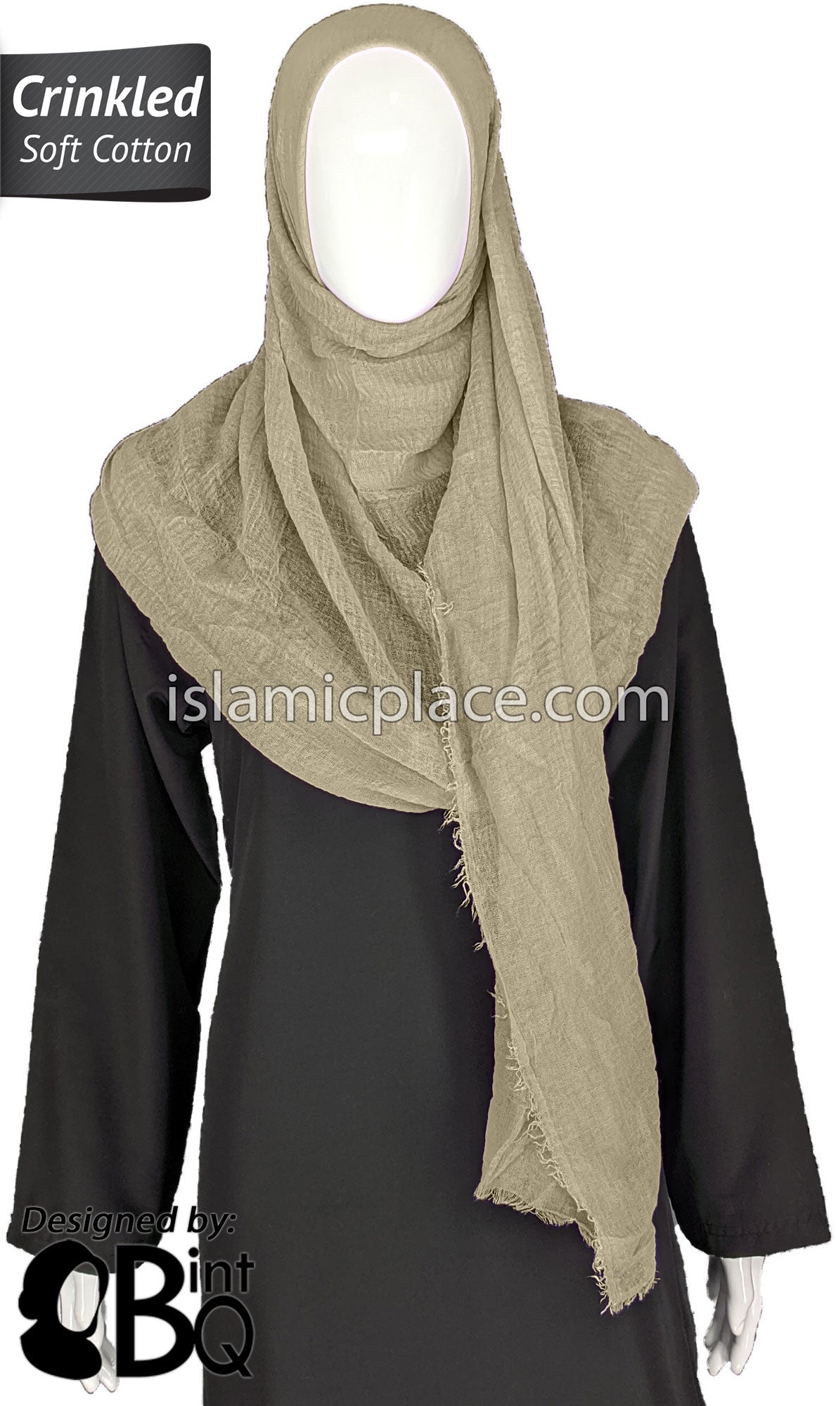 Sage Gray - Plain Soft Crinkle Cotton Shayla Long Rectangle Hijab 36&quot;x72&quot;