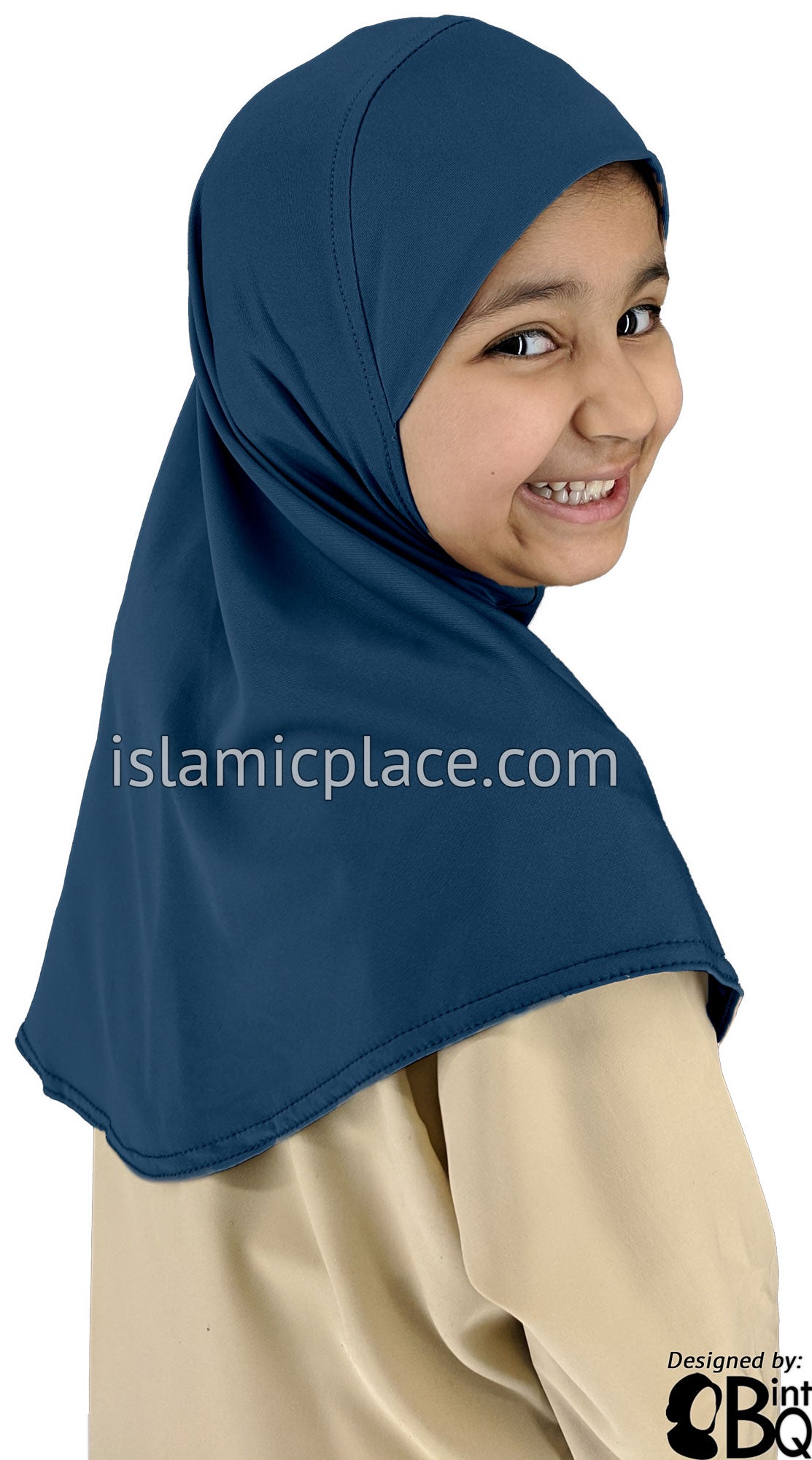 Denim Blue - Luxurious Lycra Hijab Al-Amira - Girl size (1-piece)