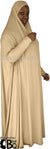 Beige - Plain Overhead Abaya with Cuffs