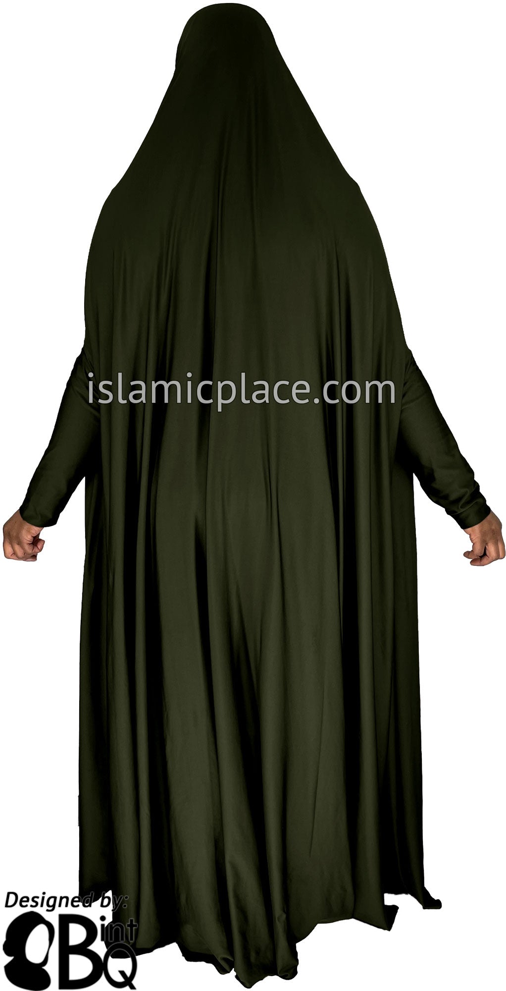 Dark Olive - Plain Overhead Abaya with Cuffs