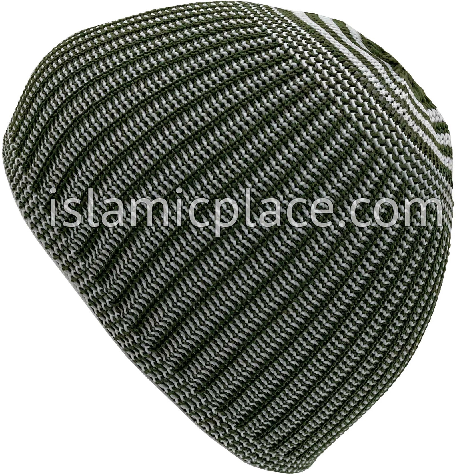 Camo Green & White - Elastic Knitted Bashir Designer Kufi