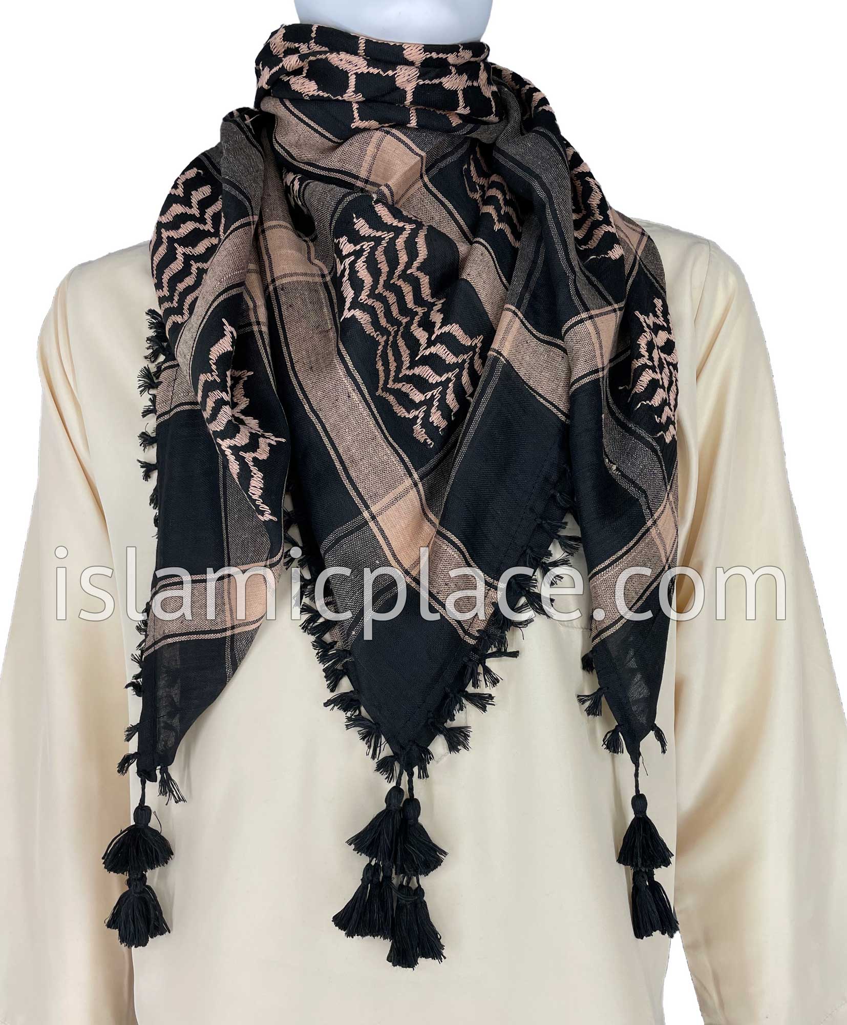 Black and Salmon - Traditional Style Men Scarf Kifaya