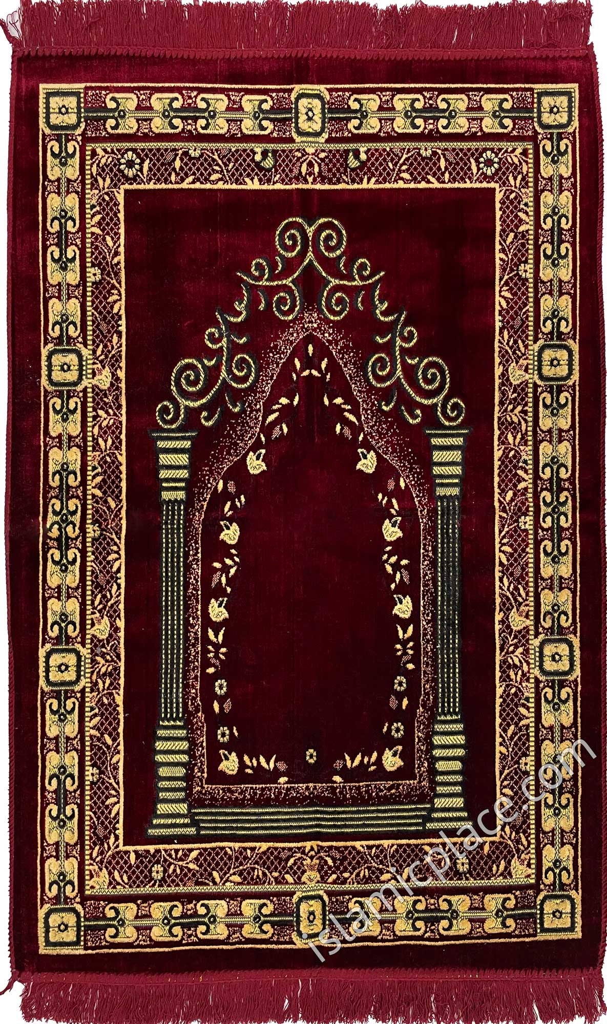 Burgundy Prayer Rug With Roman Mihrab (Big &amp; Tall size)