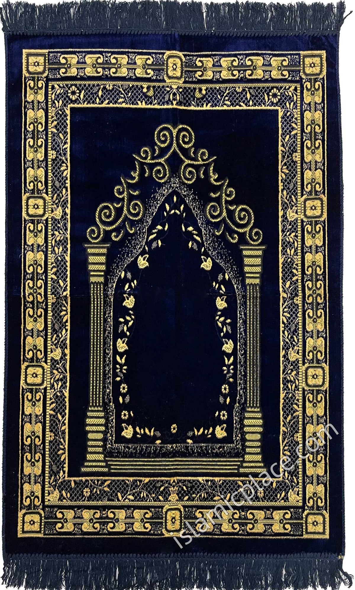 Navy Blue Prayer Rug With Roman Mihrab (Big &amp; Tall size)