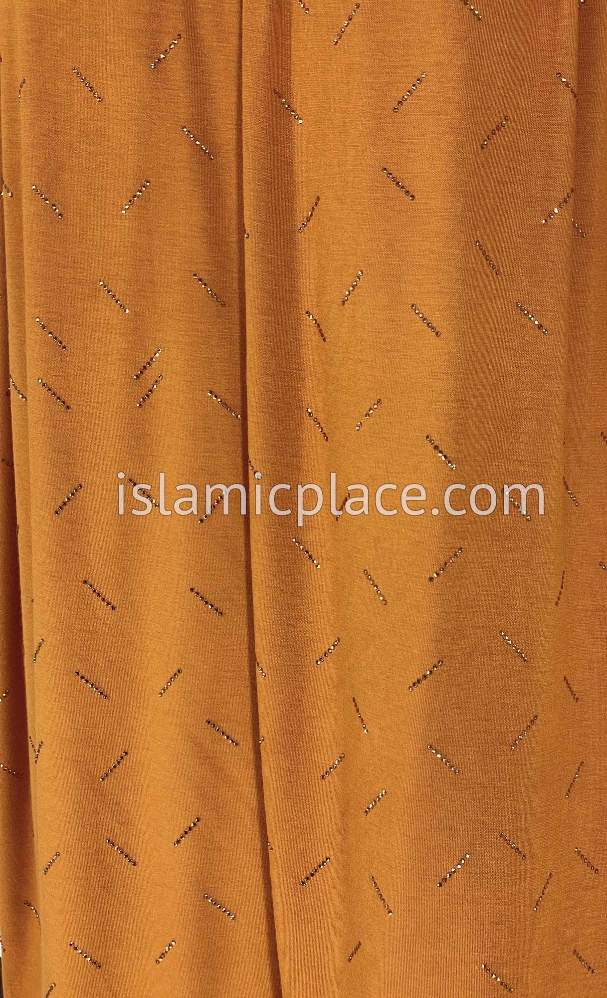 Pumpkin Spice with Golden Stones in Design 136 - Jersey Shayla Long Rectangle Hijab 30"x70"