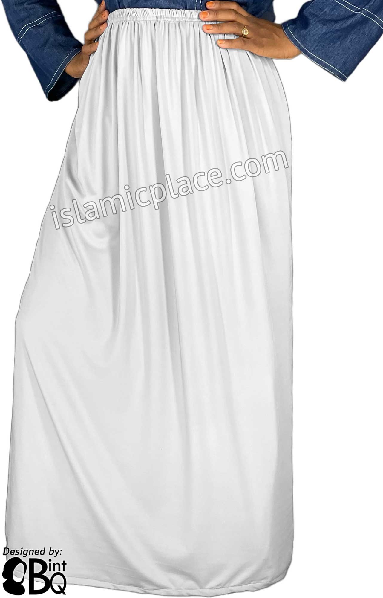 White - Plain Skirt in Soft ITY Jersey Fabric