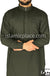 Dark Olive Green - Men Saudi Ad-Daffah LT Thob by Ibn Ameen - IA3