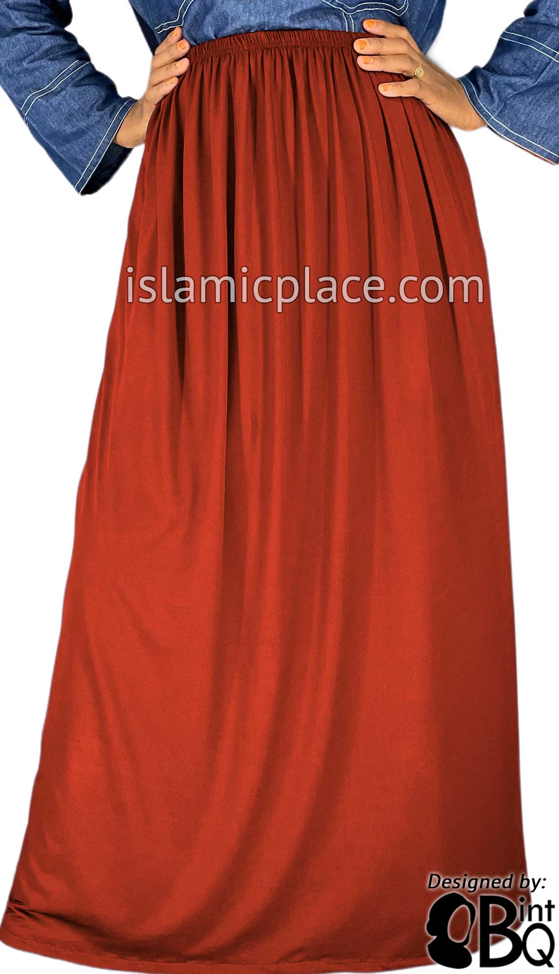 Rust - Plain Skirt in Soft ITY Jersey Fabric