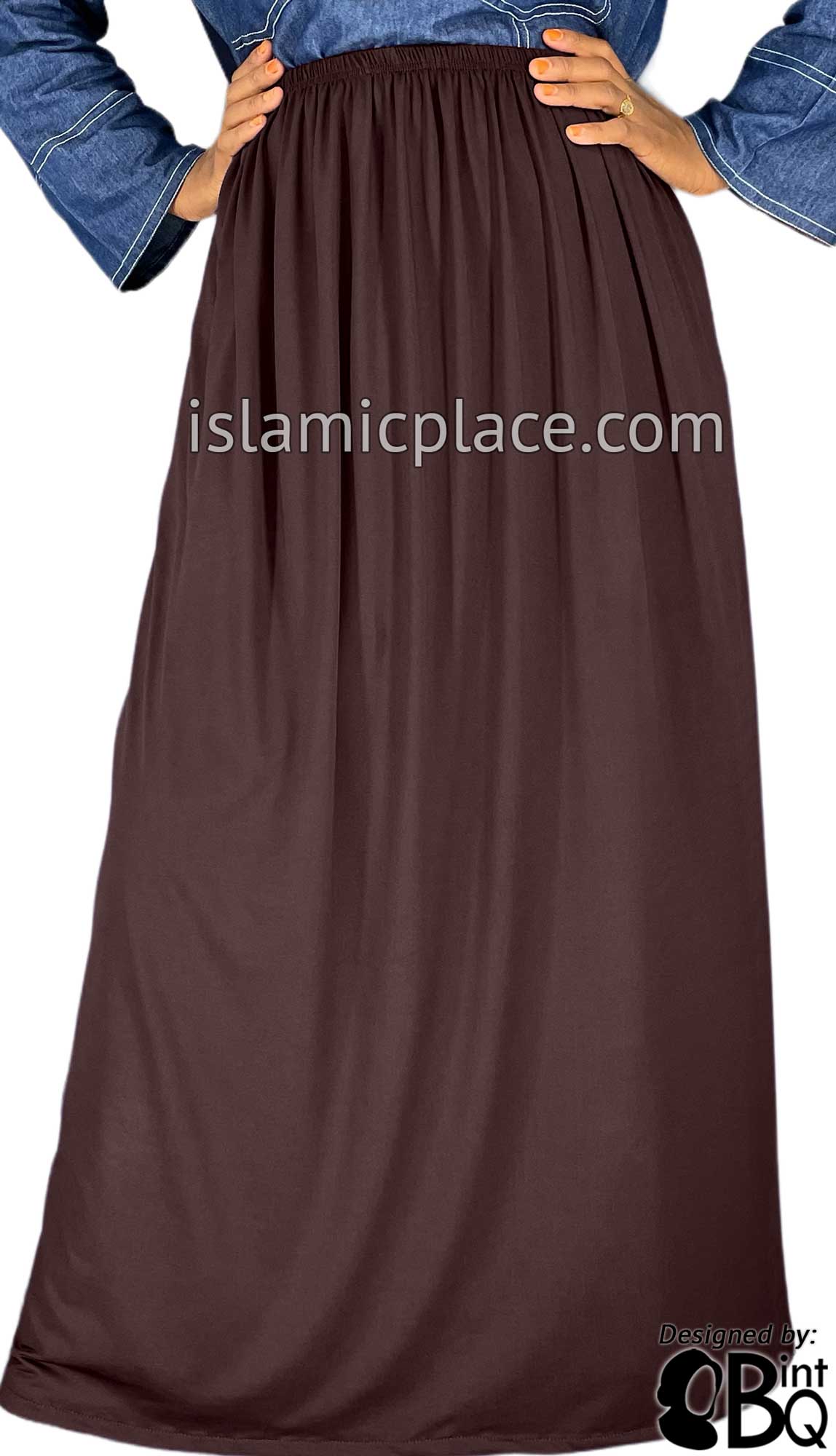 Brown Berry - Plain Skirt in Soft ITY Jersey Fabric