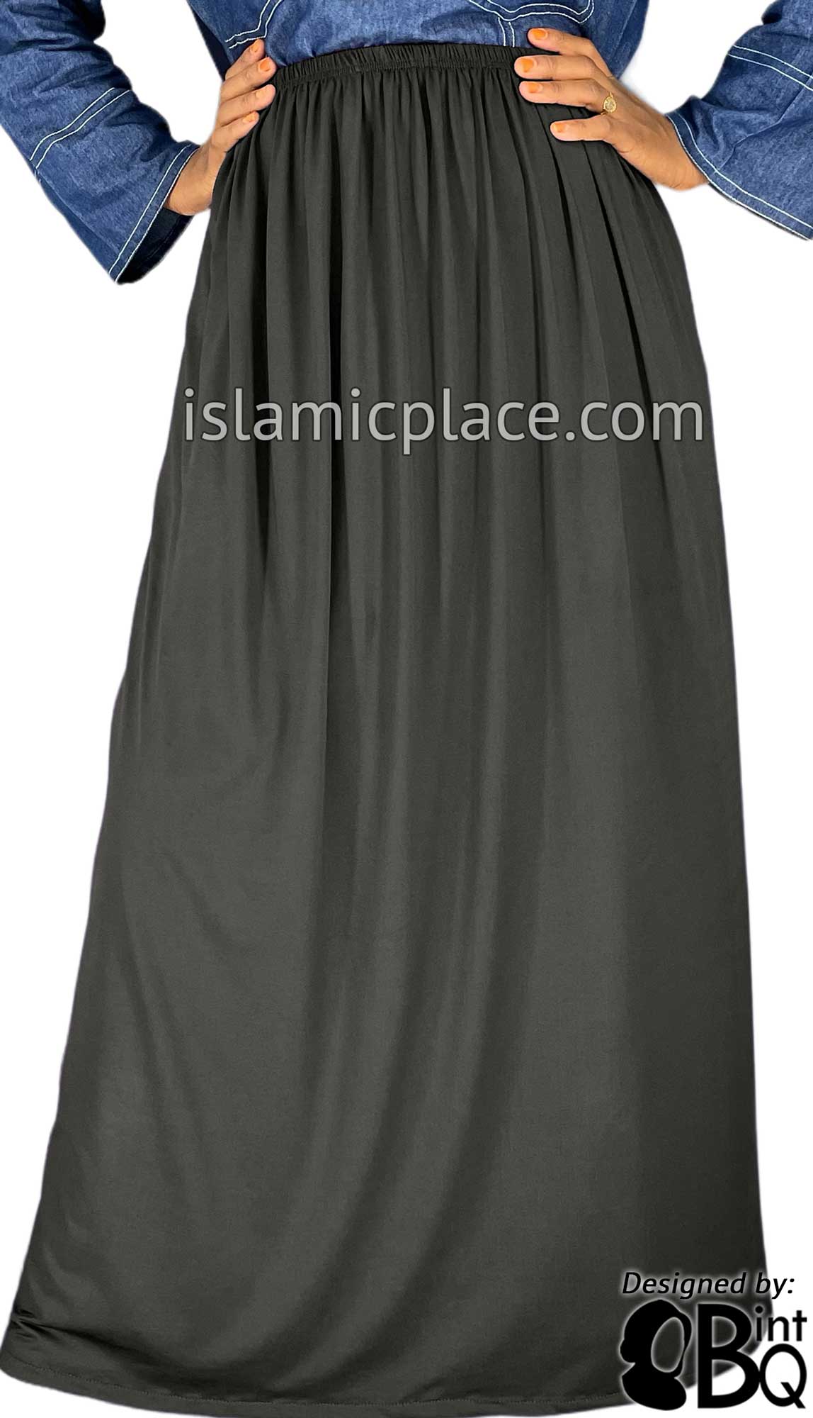 Charcoal Gray - Plain Skirt in Soft ITY Jersey Fabric