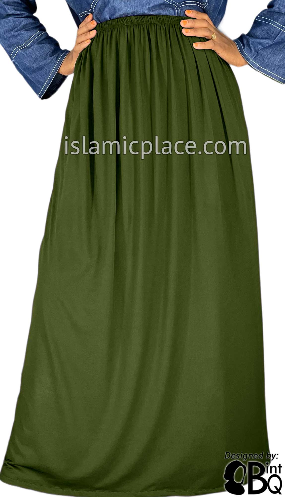 Fresh Olive - Plain Skirt in Soft ITY Jersey Fabric