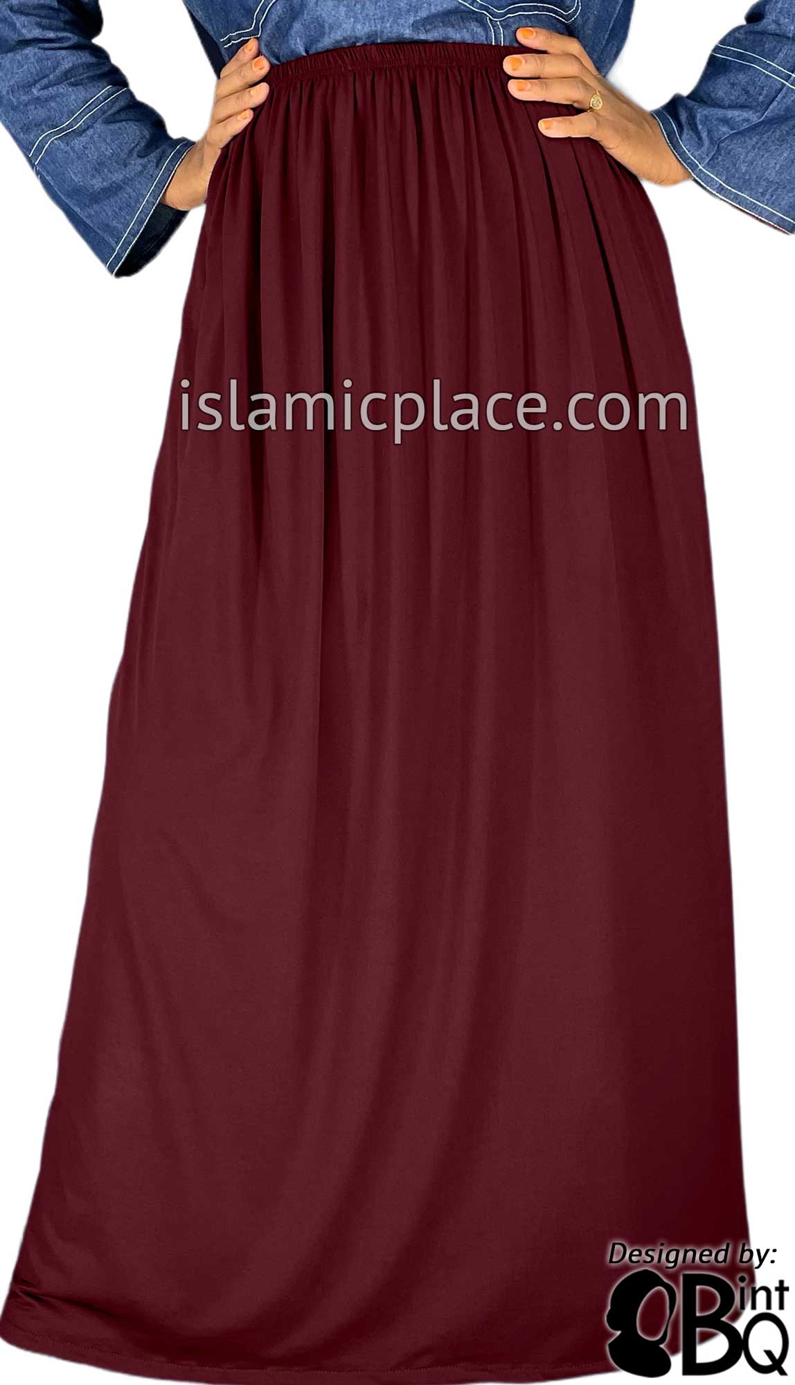 Burgundy - Plain Skirt in Soft ITY Jersey Fabric