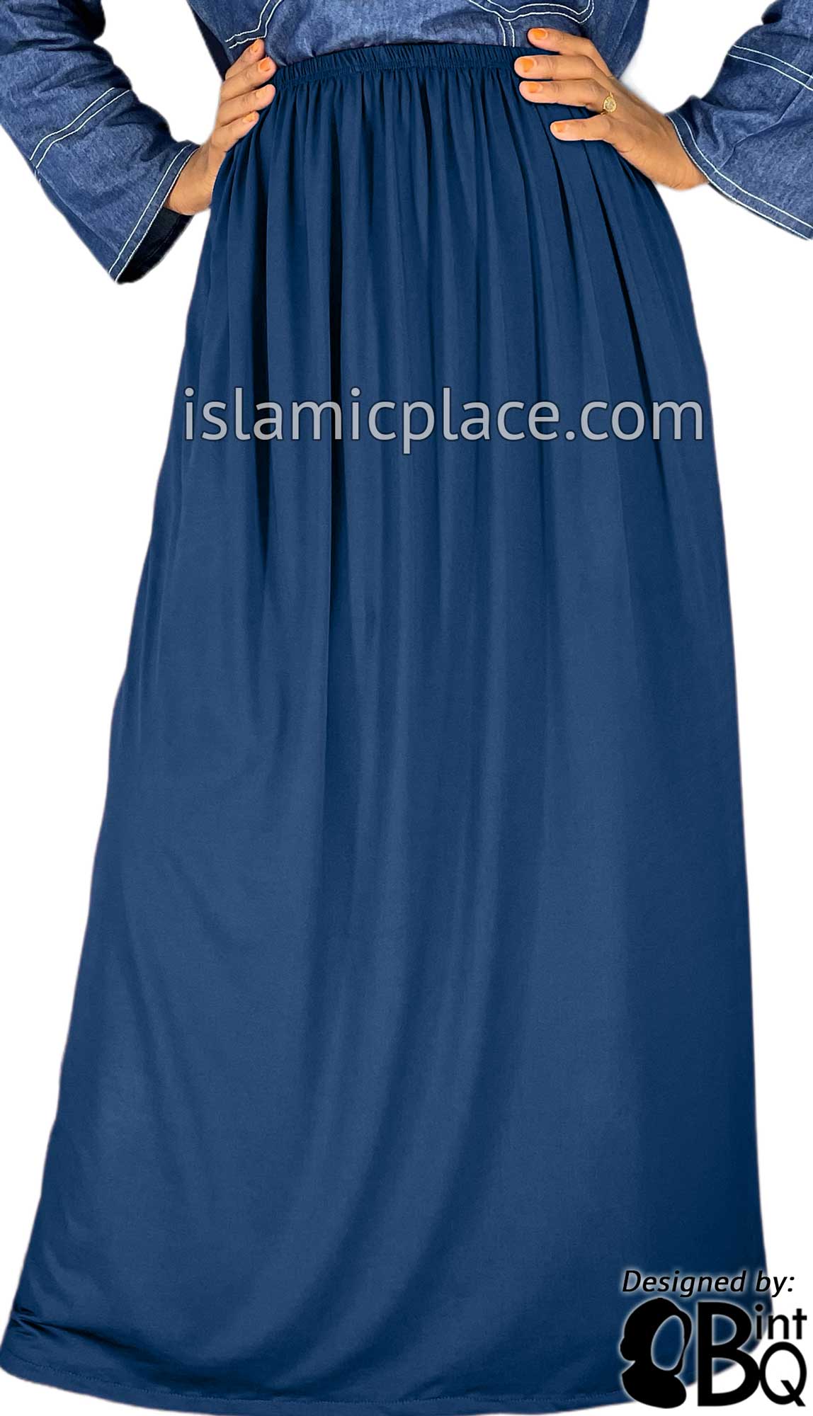 Denim Blue - Plain Skirt in Soft ITY Jersey Fabric