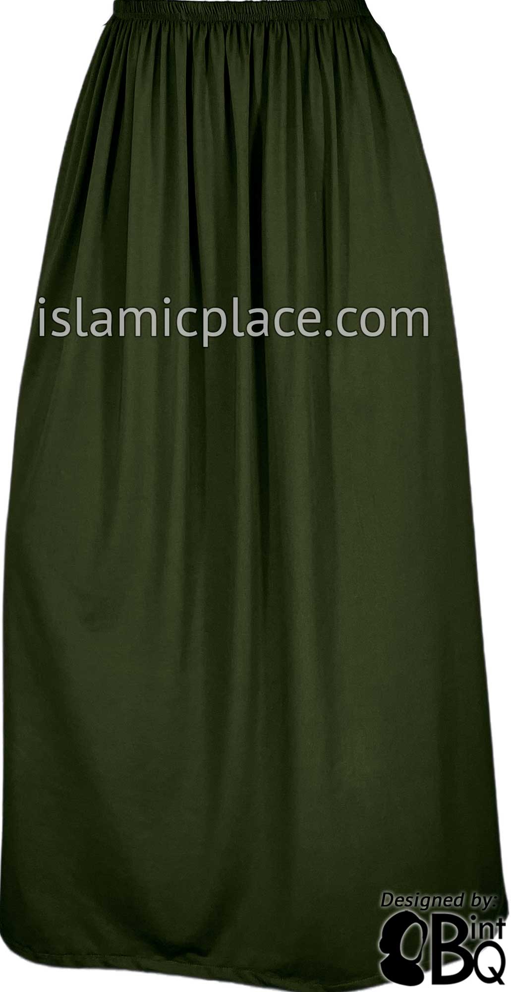 Dark Olive - Plain Skirt in Soft ITY Jersey Fabric