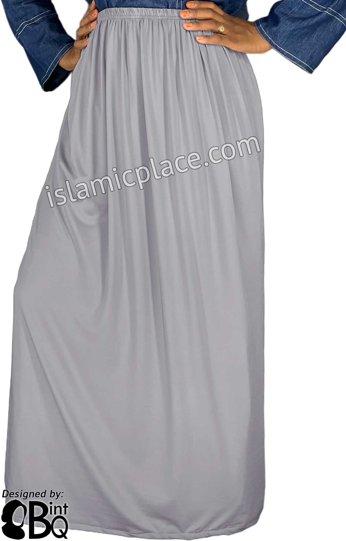 Slate Gray - Plain Skirt in Soft ITY Jersey Fabric