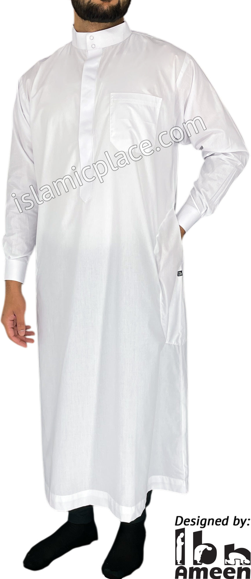 White - Men Saudi Ad-Daffah LT Thob by Ibn Ameen - IA3