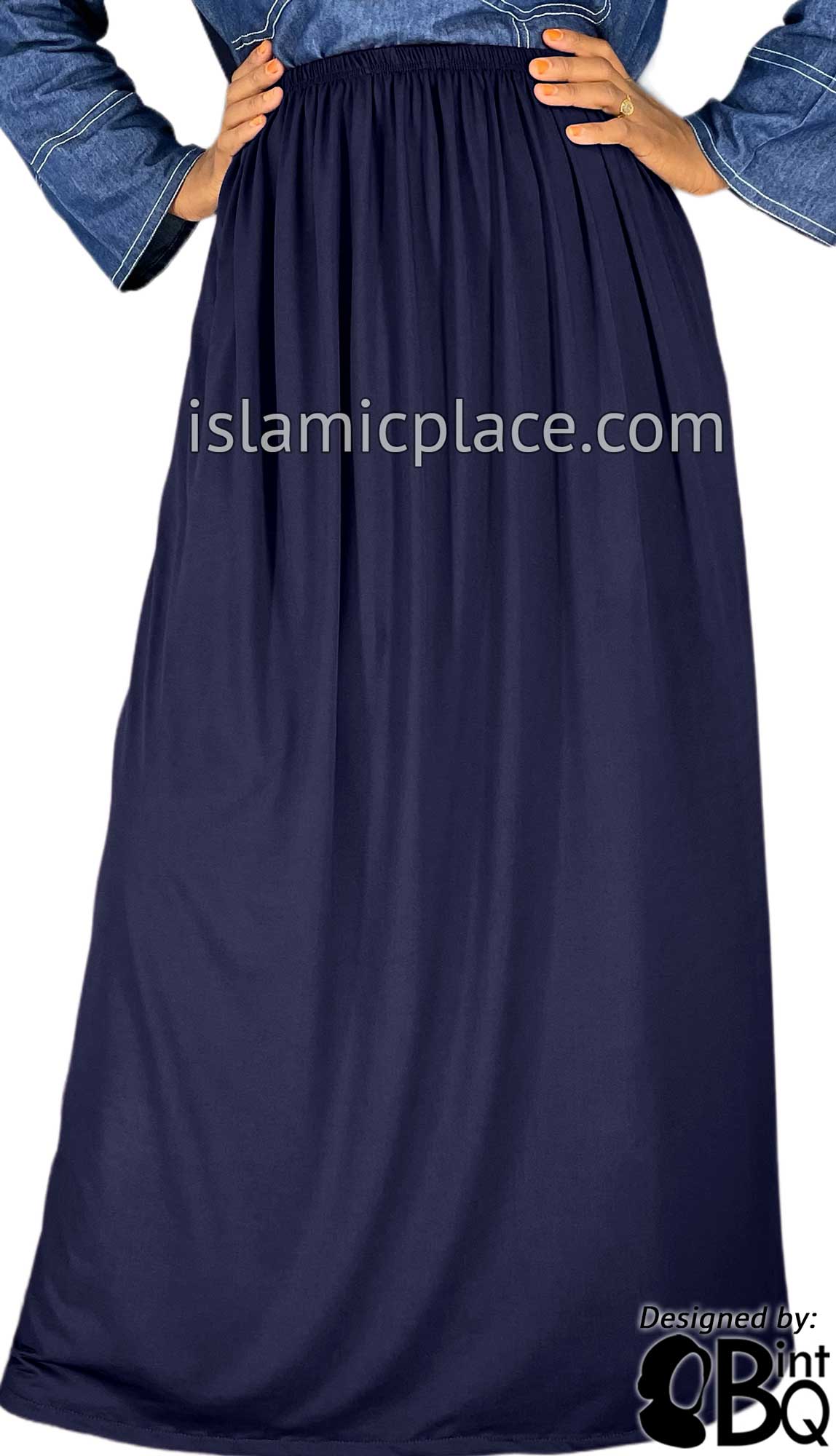 Navy Blue - Plain Skirt in Soft ITY Jersey Fabric