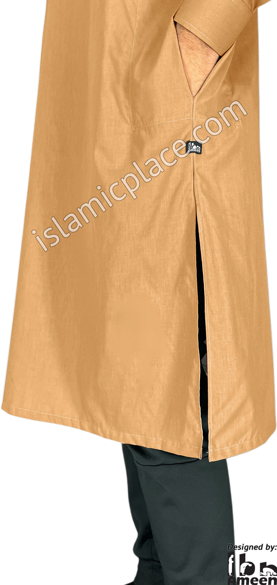 Caramel - Men Saudi Ad-Daffah Plain Kameez by Ibn Ameen