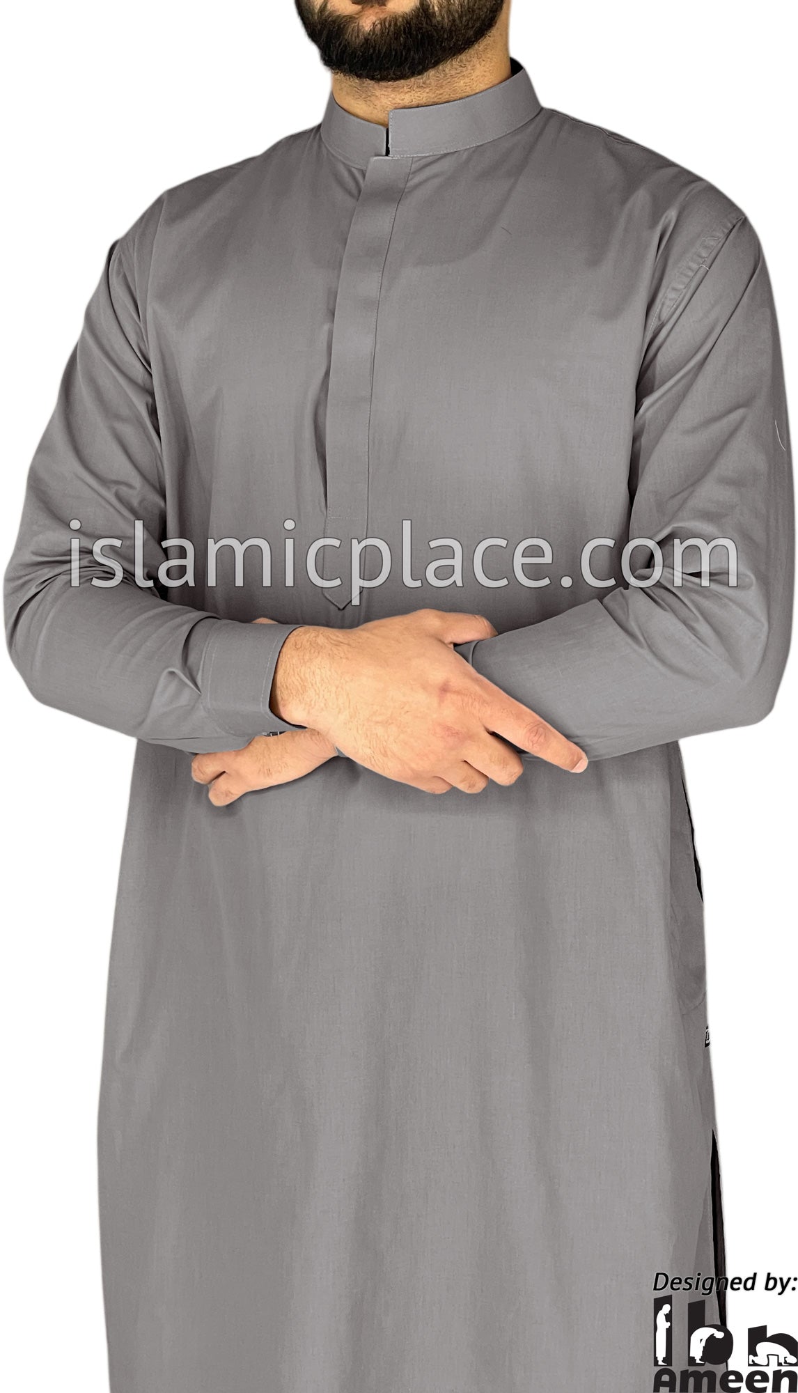 Gravity Gray - Men Saudi Ad-Daffah Plain Kameez by Ibn Ameen