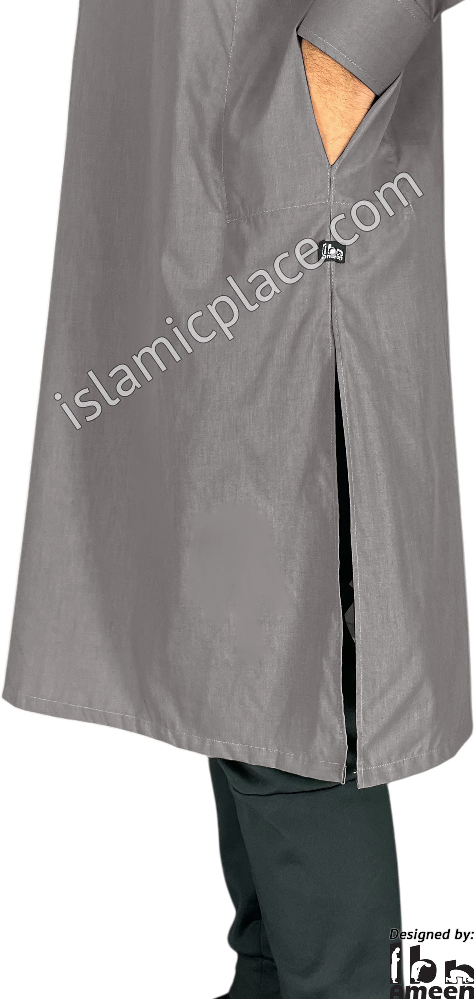 Gravity Gray - Men Saudi Ad-Daffah Plain Kameez by Ibn Ameen