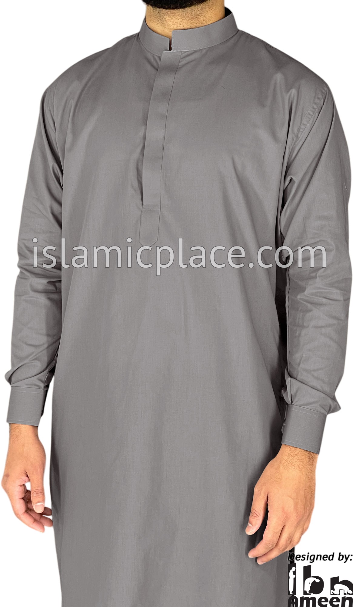 Gravity Gray - Men Saudi Ad-Daffah Plain Kameez by Ibn Ameen