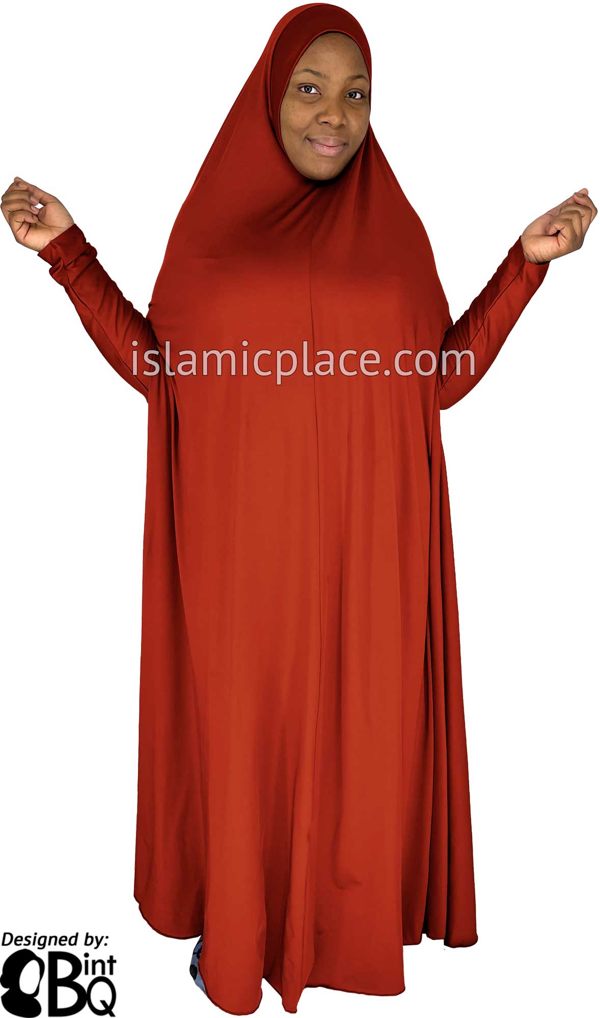 Rust - Plain Overhead Abaya with Cuffs