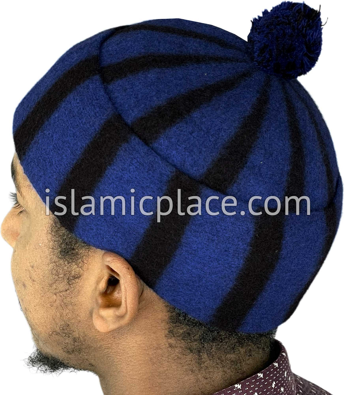 Royal Blue and Black - Winter Wool Ayyub Style Kufi