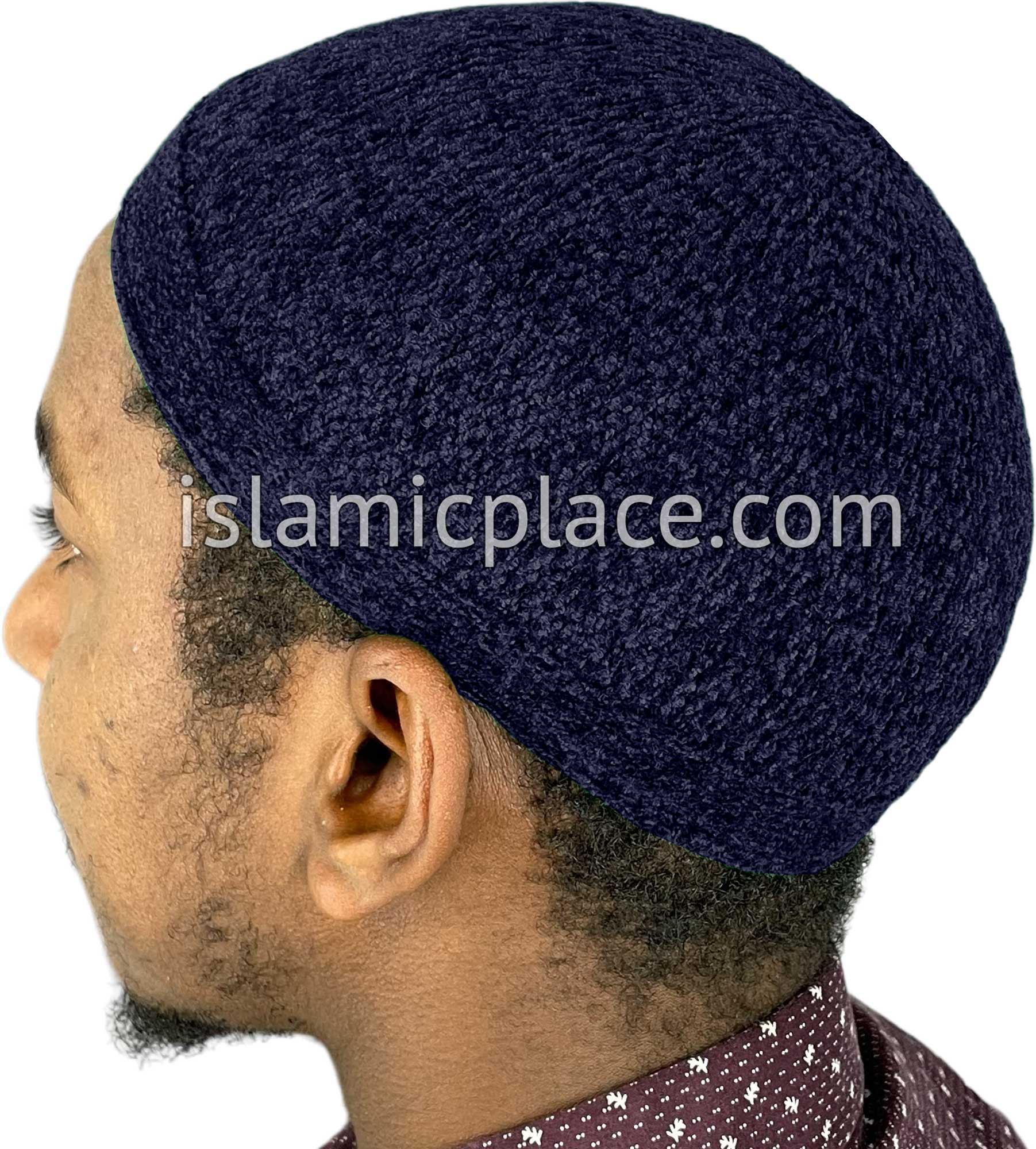 Navy Blue - Warm Chenille Knitted Jameel Designer Kufi