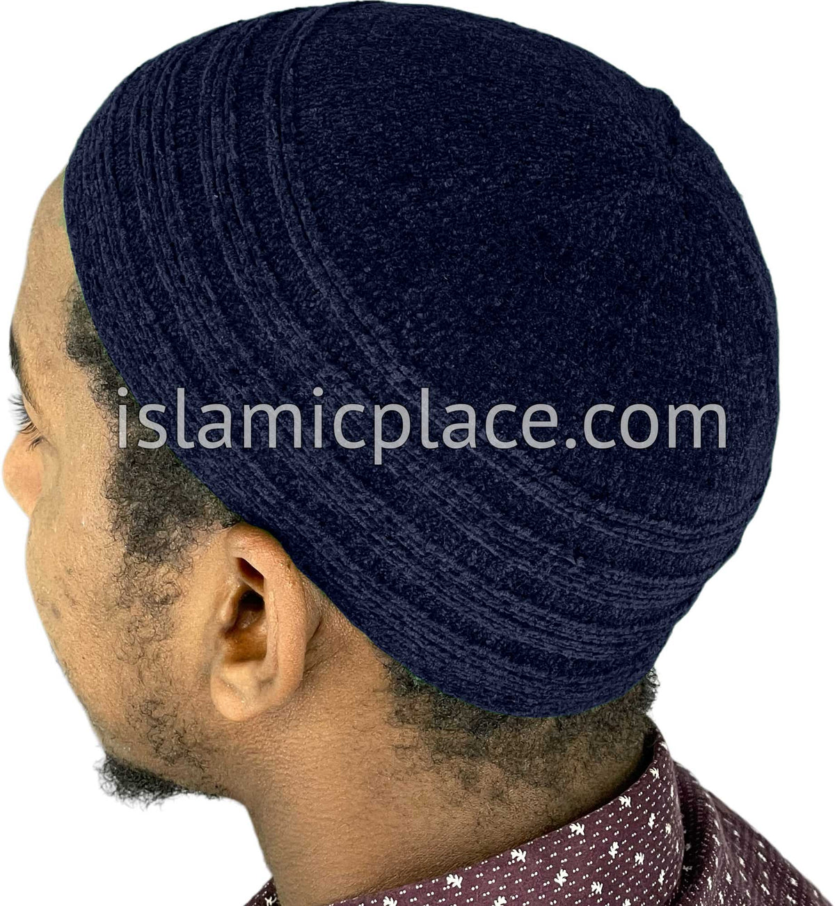 Navy Blue - Warm Chenille Knitted Indonesian Style Kufi