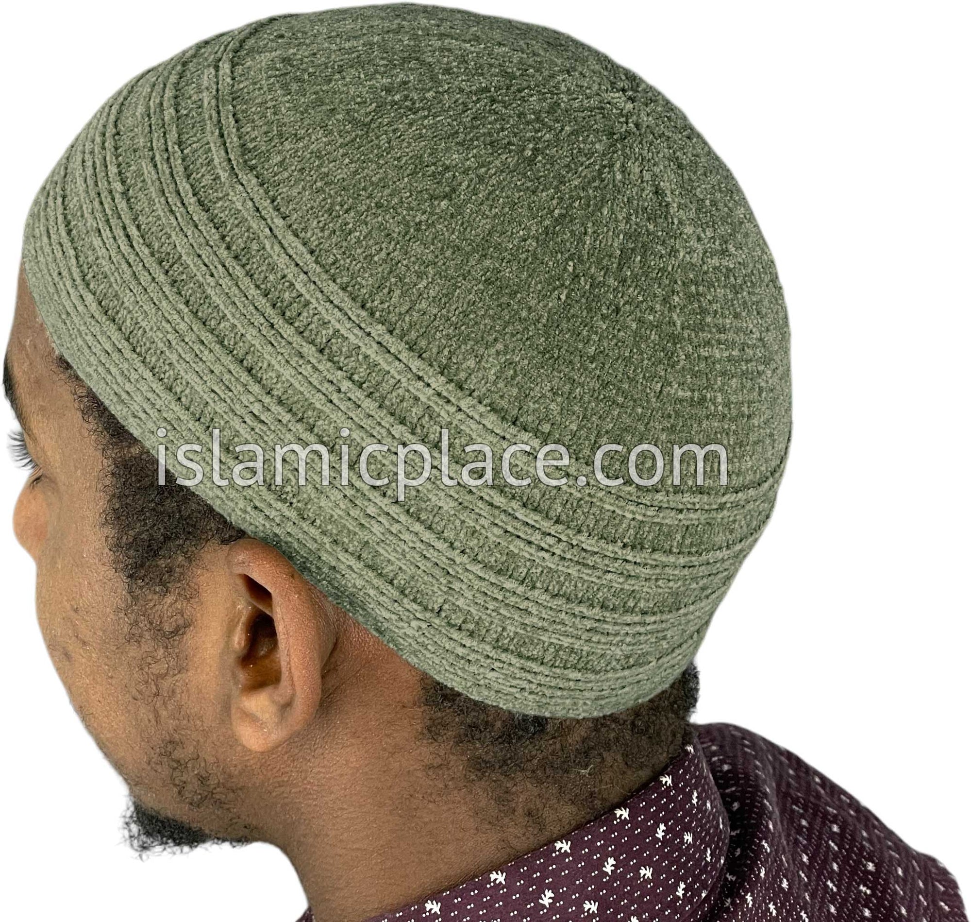 Sage Green - Warm Chenille Knitted Indonesian Style Kufi