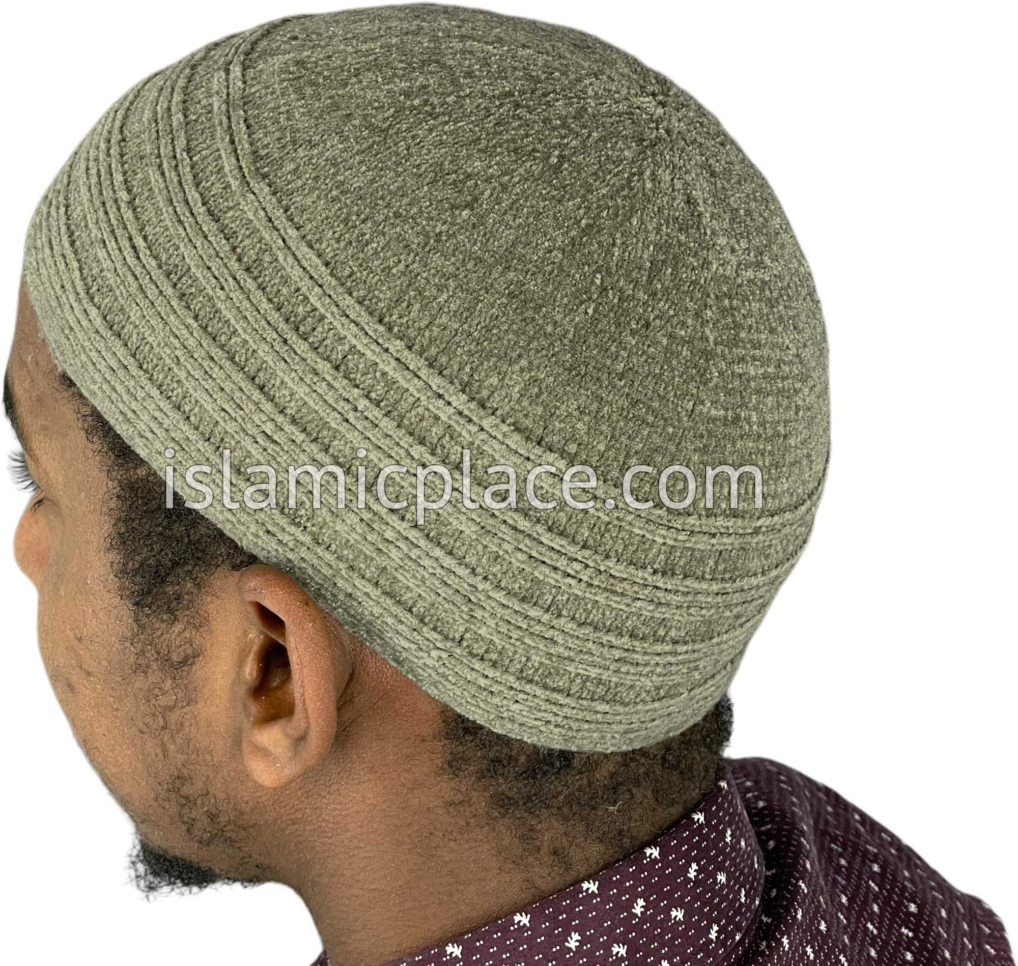 Light Taupe - Warm Chenille Knitted Indonesian Style Kufi